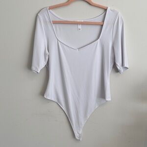 Leith White Scoop Neck Bodysuit